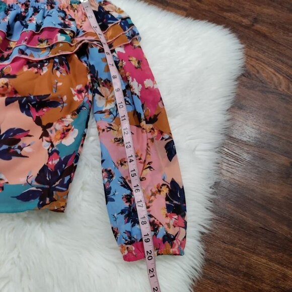 Bar III Women's Multicolor Floral Off-Shoulder Floral Ruffle Top Size Medium - Picture 10 of 12